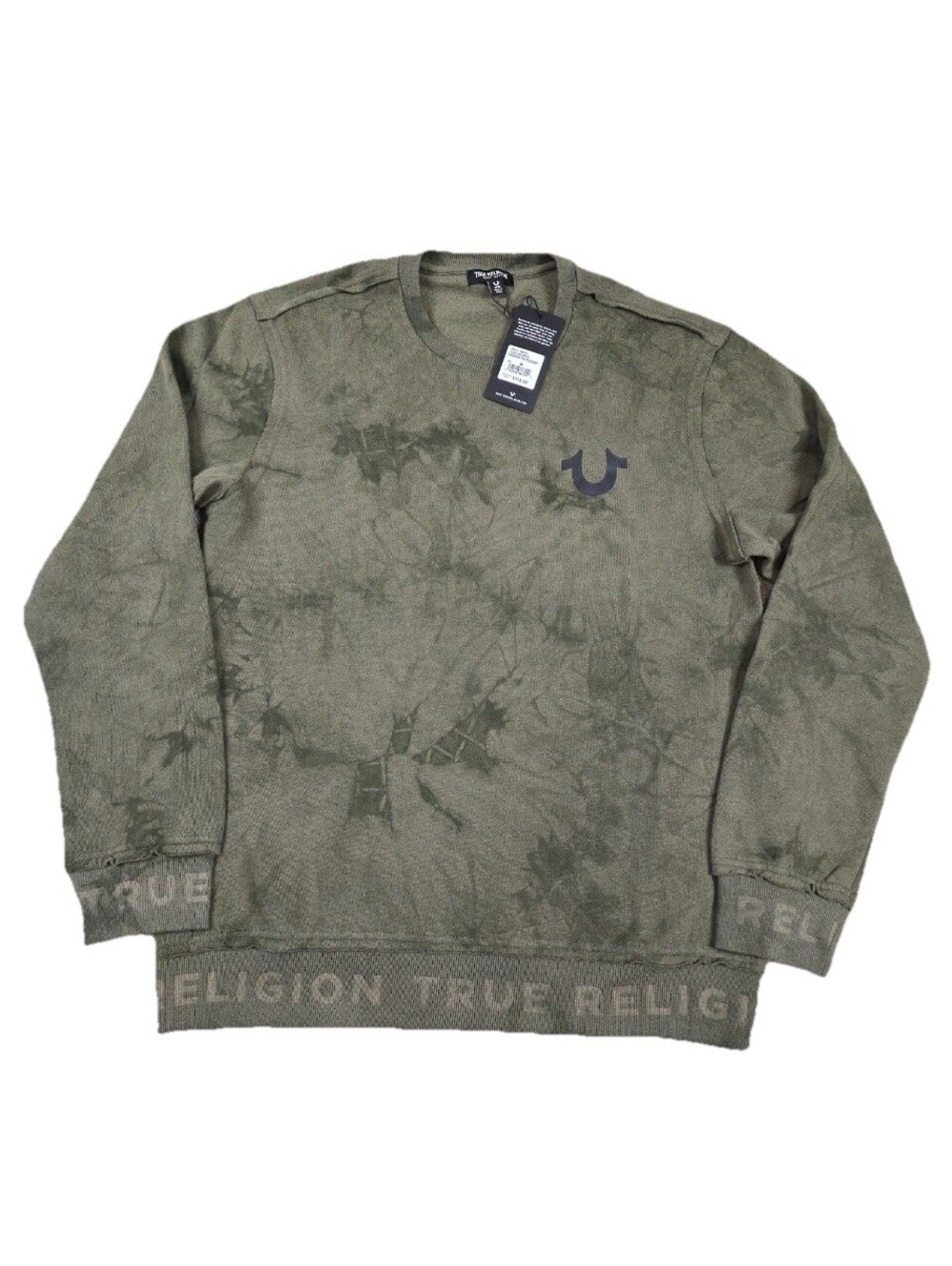 True Religion Men's M Crewneck Debossed Rib Pullover Sweatshirt New